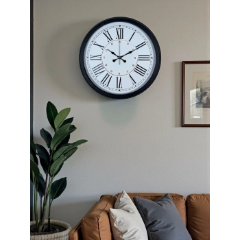 Zentime Siyah Asil Tasarım Roma Rakamlı 40 cm Metal Duvar Saati