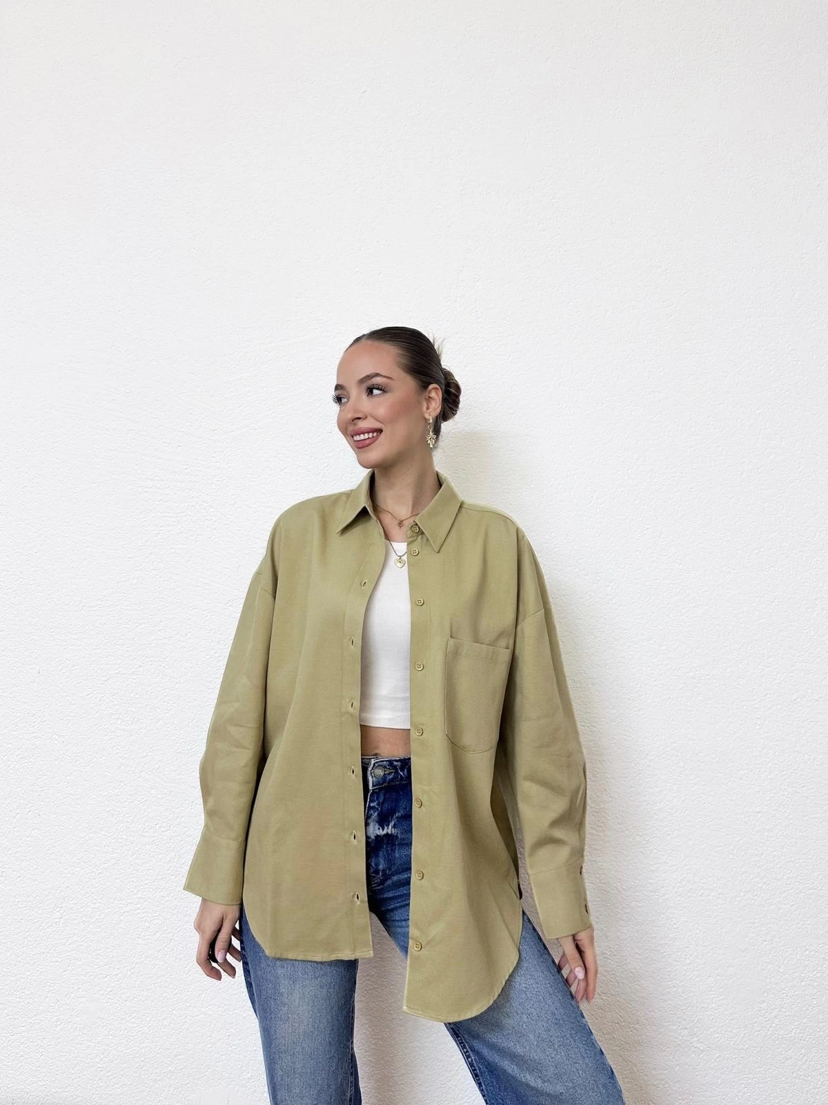 Diagonal Çizgili Gömlek