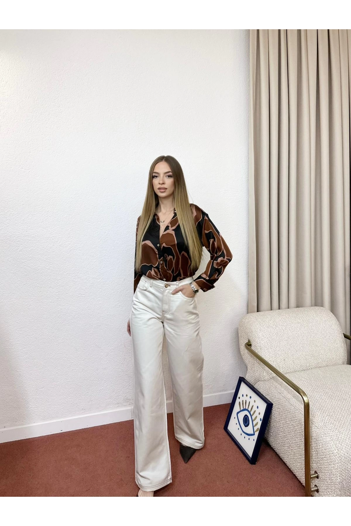 Geniş Paça Yüksek Bel Cepli Pantolon