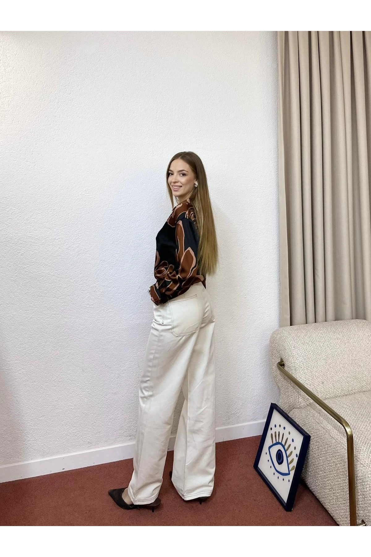 Geniş Paça Yüksek Bel Cepli Pantolon