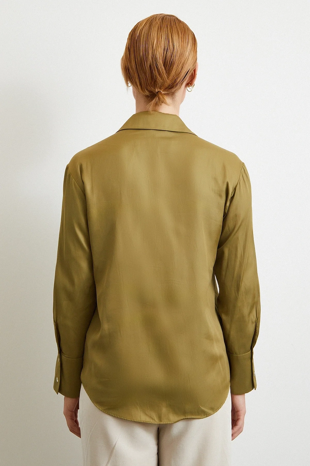 Diagonal Desen Yeşil Gömlek