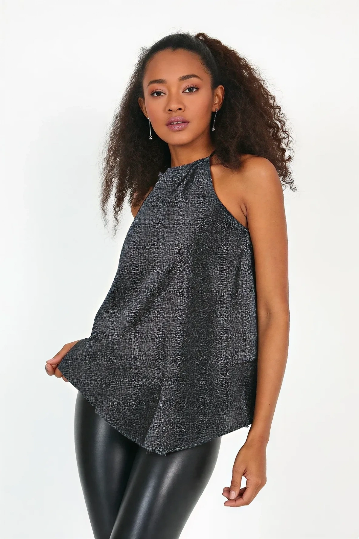 Sıfır Kol Simli Bluz