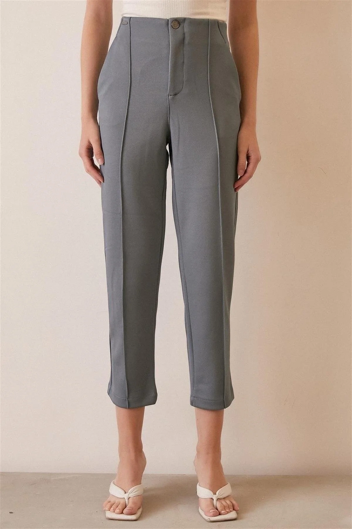 Dikiş Detaylı Yüksek Bel Pantolon