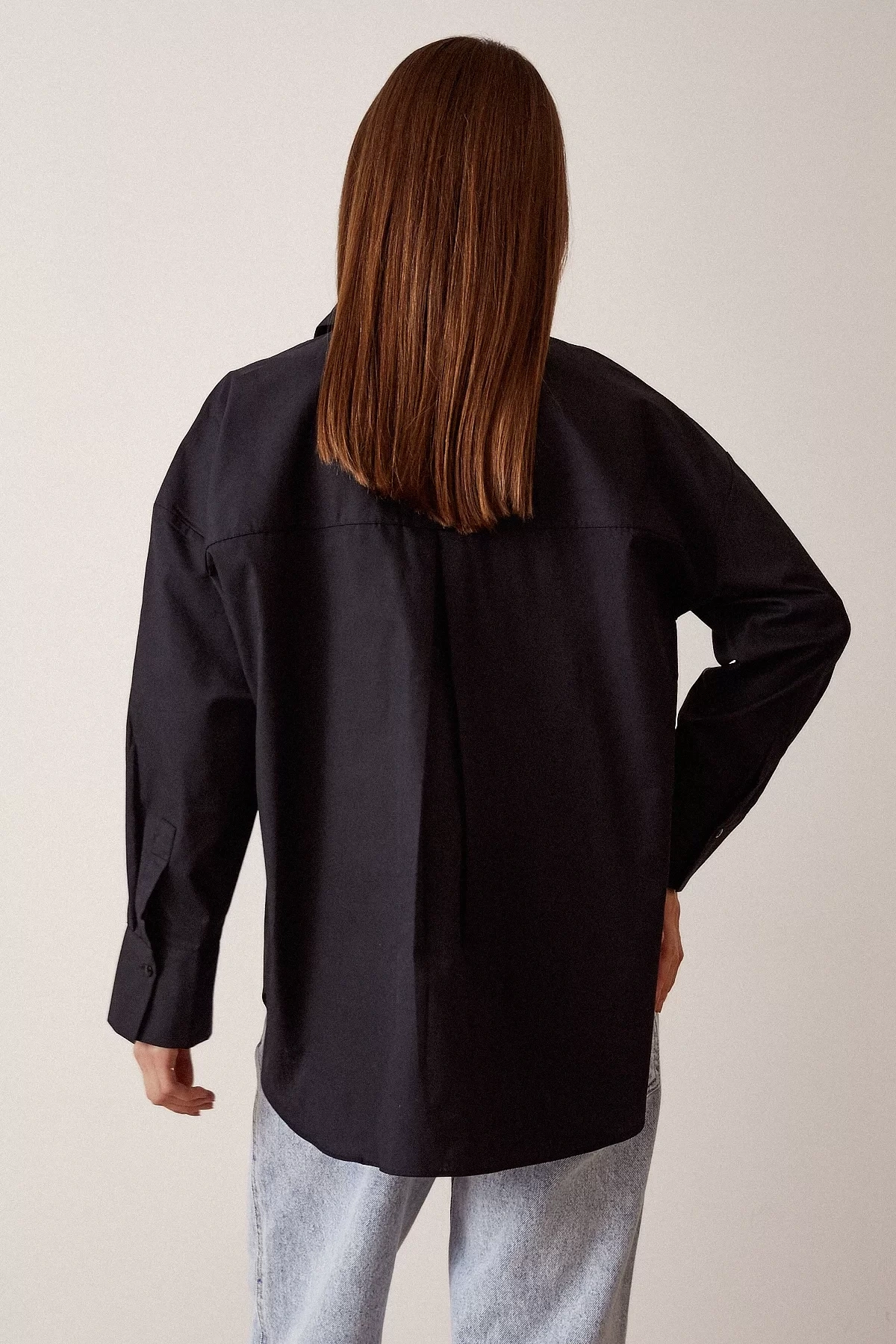 Basic Boyfriend Siyah Gömlek