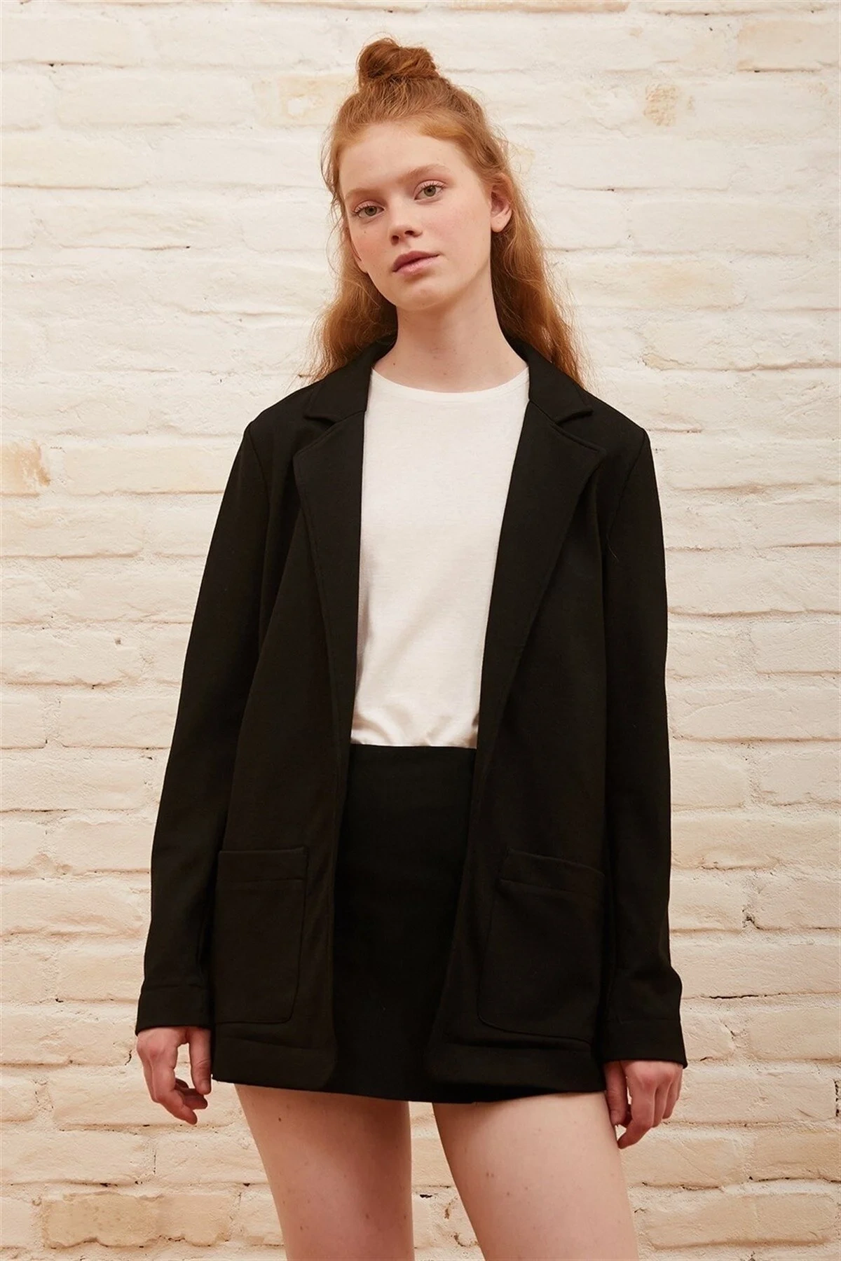 Çift Cepli Önü Açık Blazer Ceket