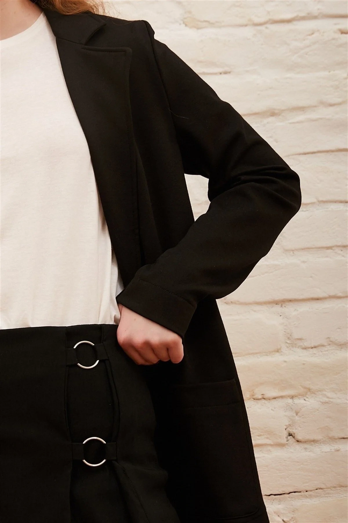 Çift Cepli Önü Açık Blazer Ceket