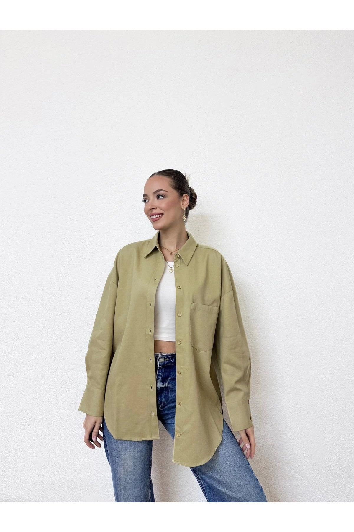 Diagonal Çizgili Gömlek