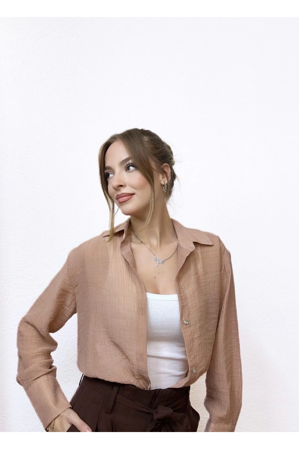 Dokulu Viskon Gömlek