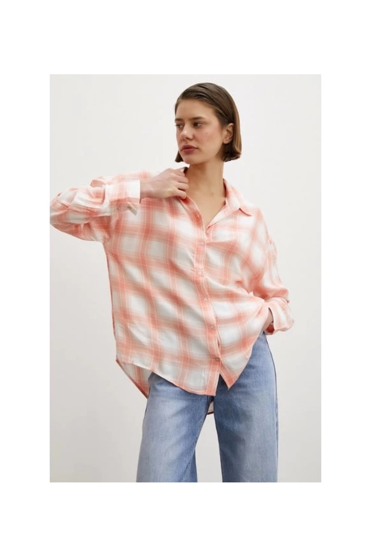 Ekoseli Oversize Gömlek