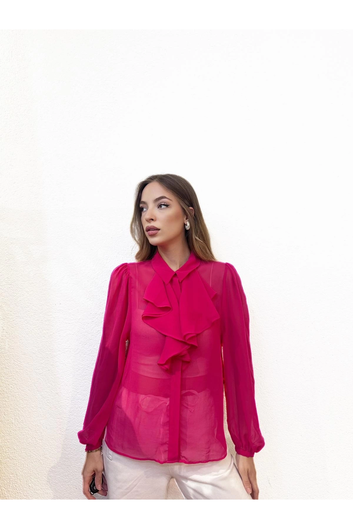 Fırfırlı Volanlı Gömlek