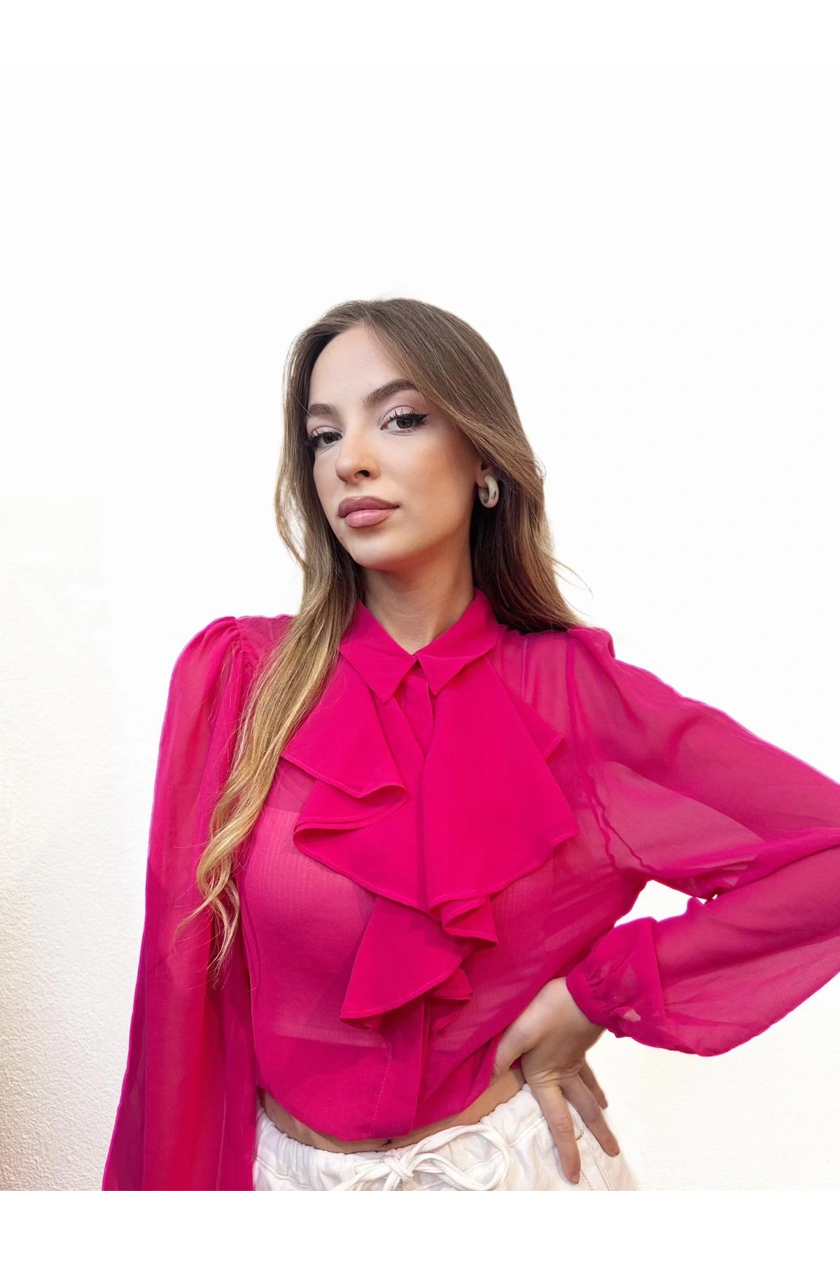 Fırfırlı Volanlı Gömlek