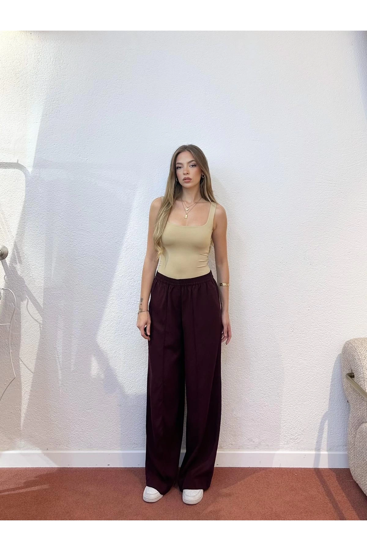 Geniş Paça Yüksek Bel Pantolon