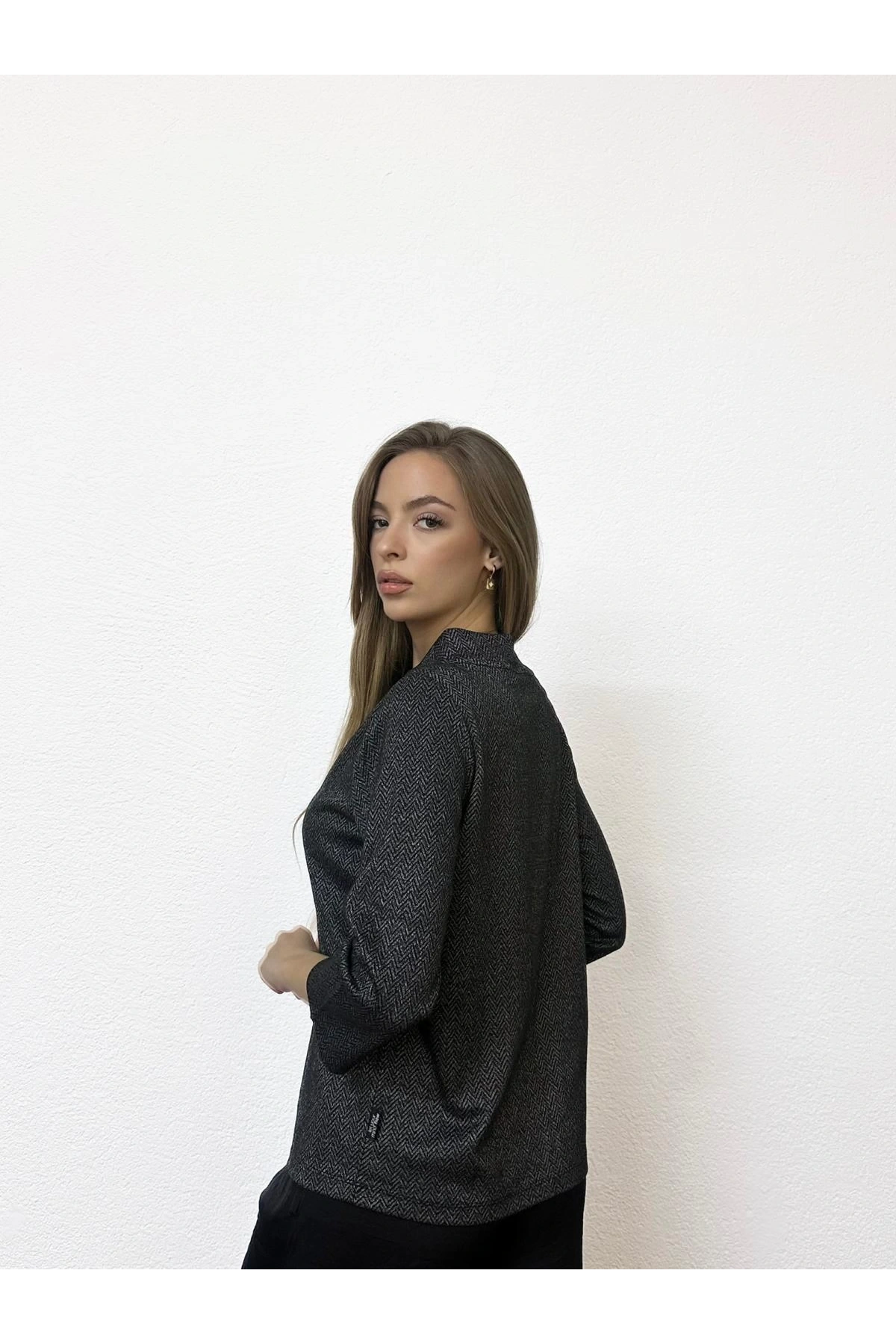 Kayık Yaka Kordonlu Fakir Kol Sweatshirt