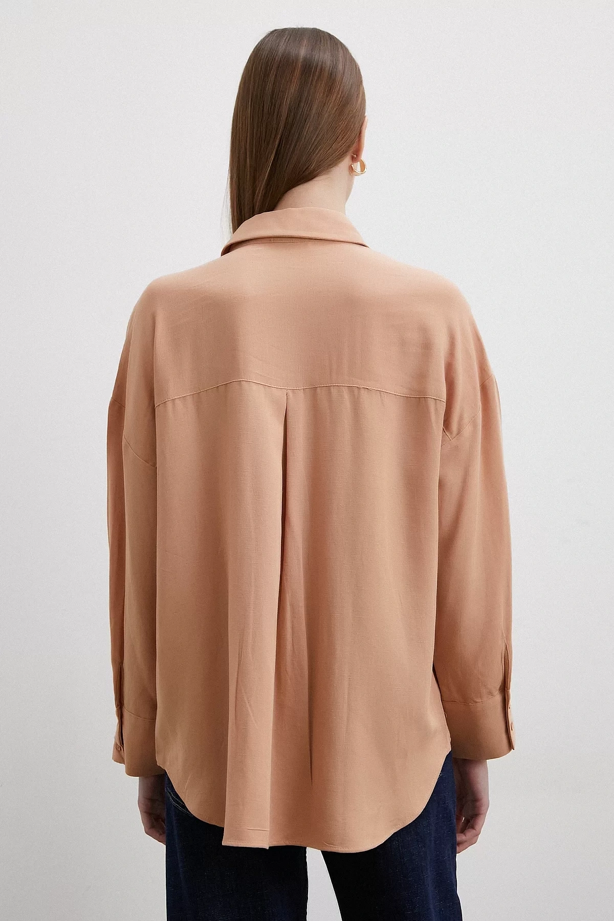 Keten Karışımlı Pudra Gömlek