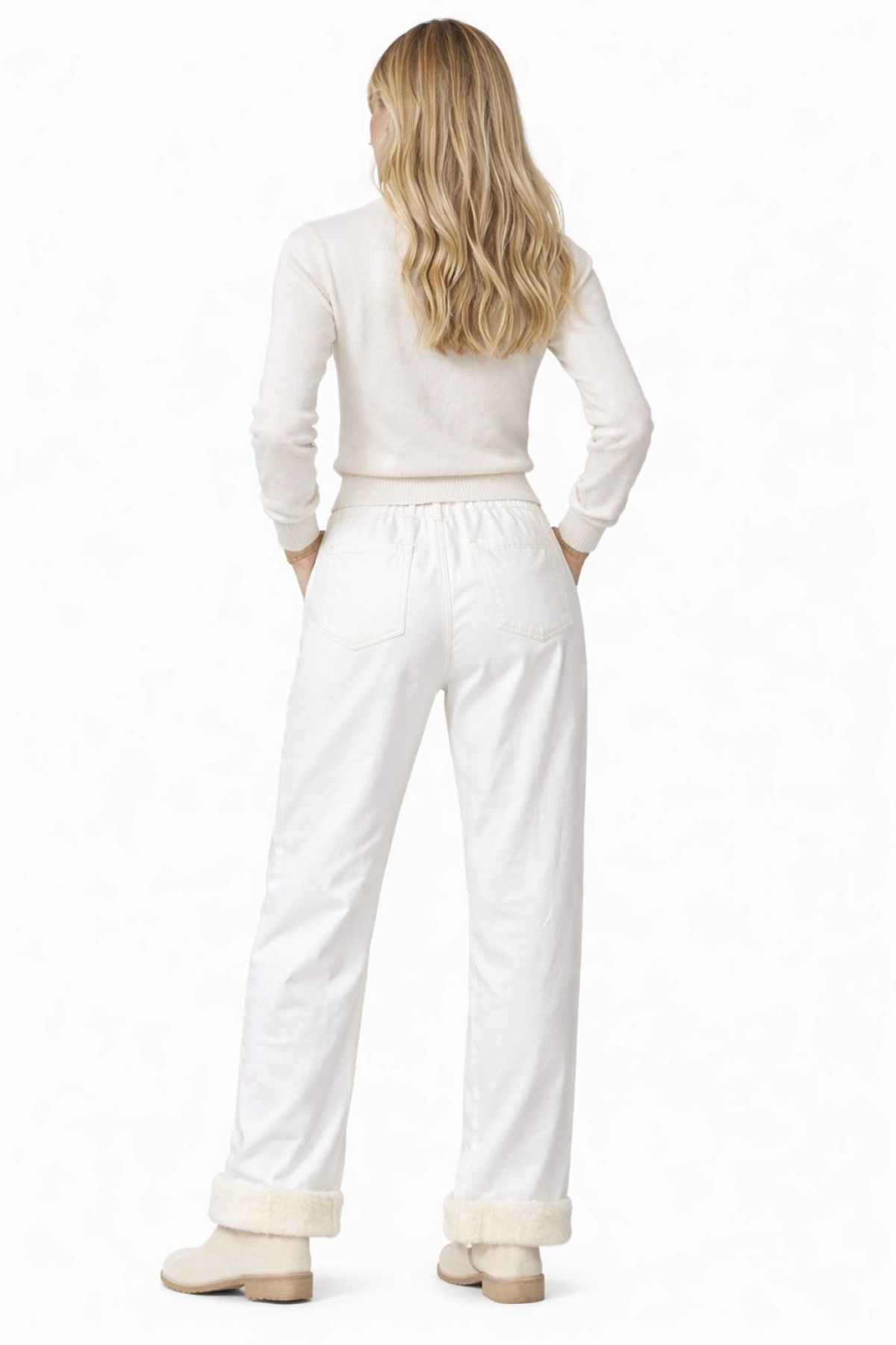 Yüksek Bel Önü Bağcıklı Denim Jogger Pantolon