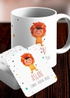 Aslan Burcu Özel Sevimli Kupa ve Altlık Seti