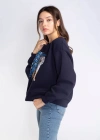 Şardonlu Sweatshirt-LACİVERT
