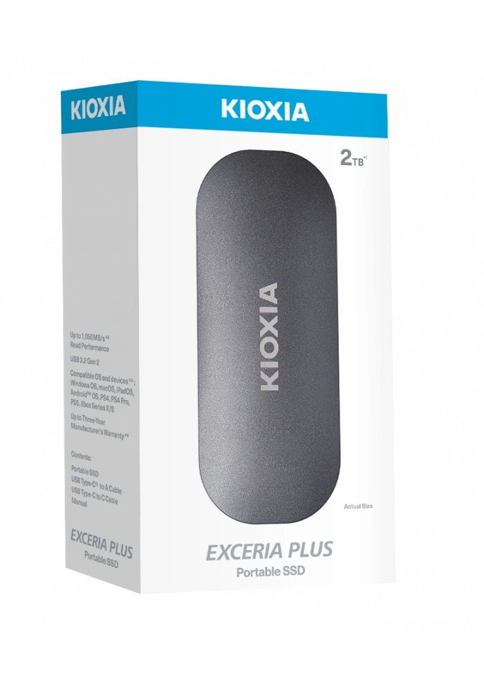 2TB KIOXIA EXCERIA PLUS G2 USB 3.2 1050/1000 MB/s LXD10S002TG8