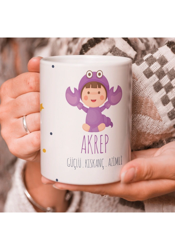 Akrep Burcu Özel Sevimli Beyaz Kupa Bardak