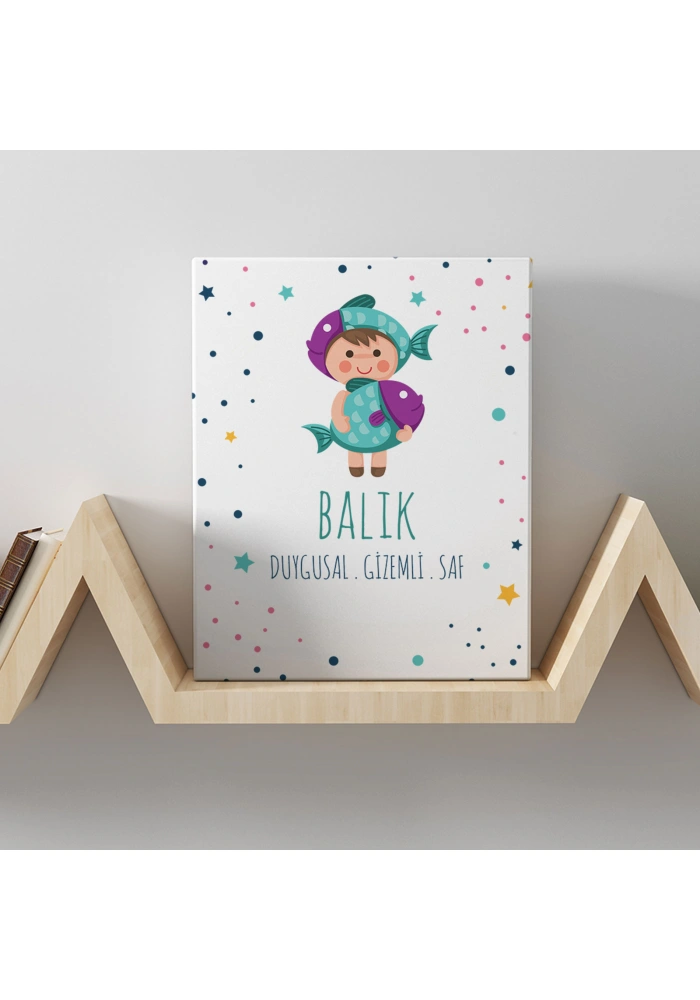 Balık Burcuna Özel Tasarım Kanvas  Tablo
