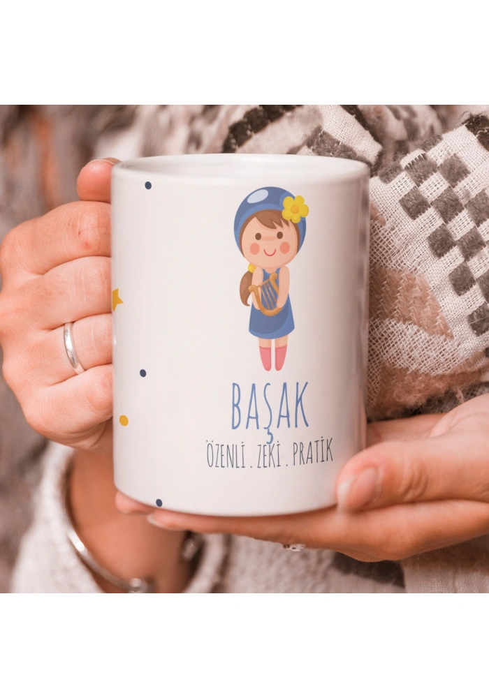 Başak Burcu Özel Sevimli Beyaz Kupa Bardak