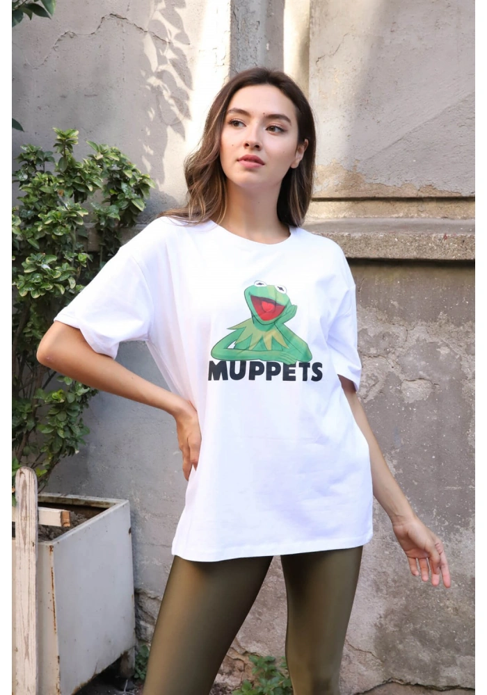 Baskılı Tişört-BEYAZ