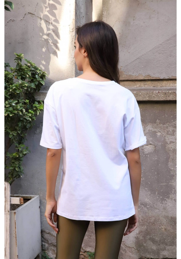 Baskılı Tişört-BEYAZ