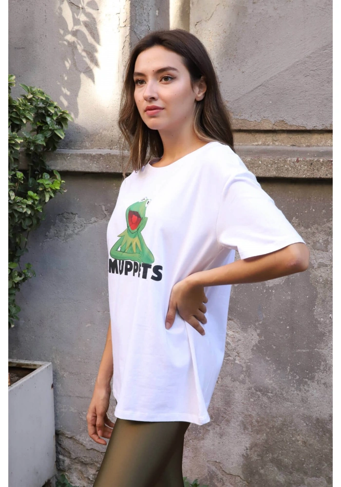 Baskılı Tişört-BEYAZ