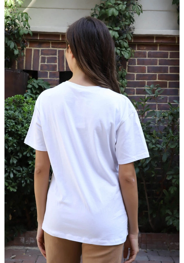 Baskılı Tişört-BEYAZ