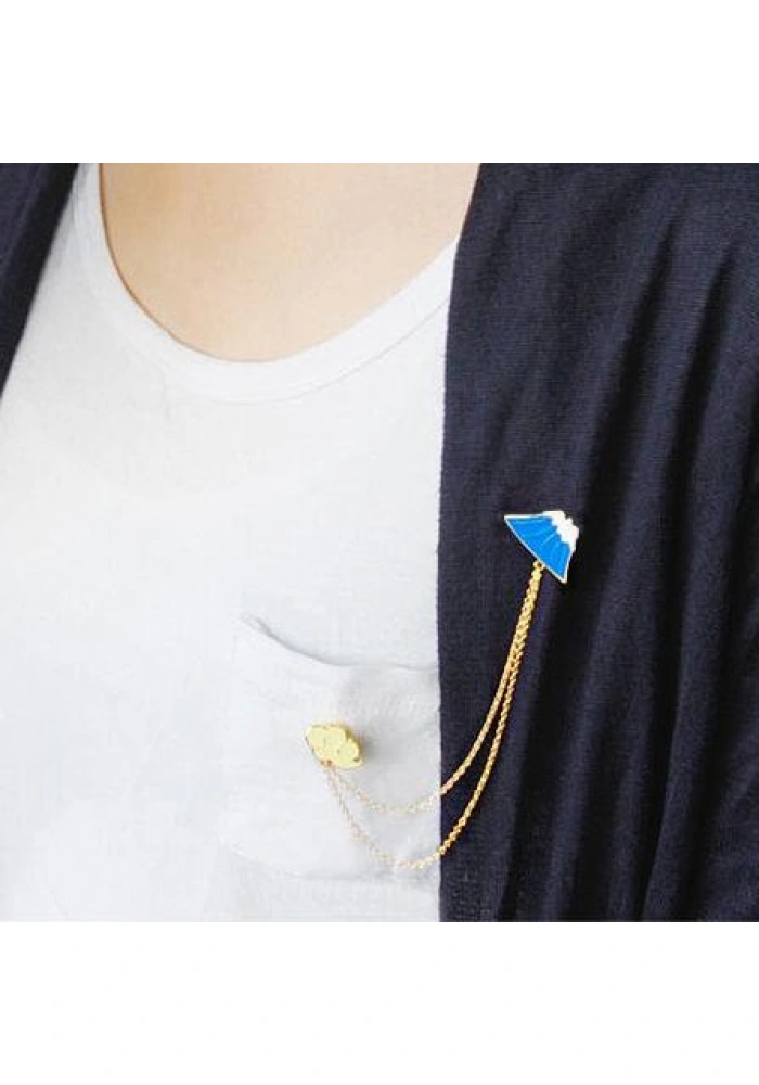 Bayan Liya Dağ ve Bulut Metal Broş Seti