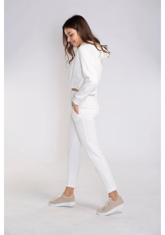 Bel Lastikli Şardonlu İkili Takım-BEYAZ