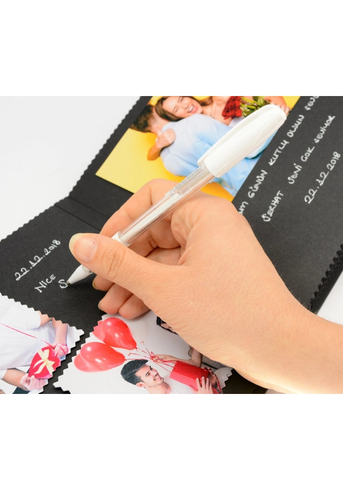 Beyaz Kalemli Kendin Yap Albüm Siyah Anı Defteri