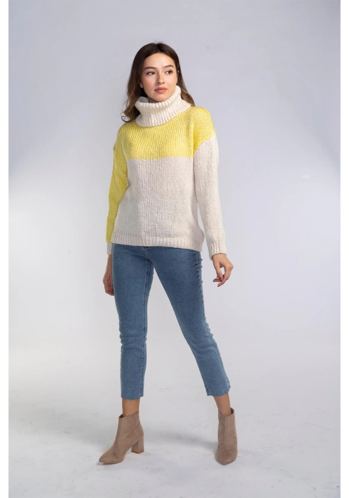 Boğazlı Örgü Kazak-SARI