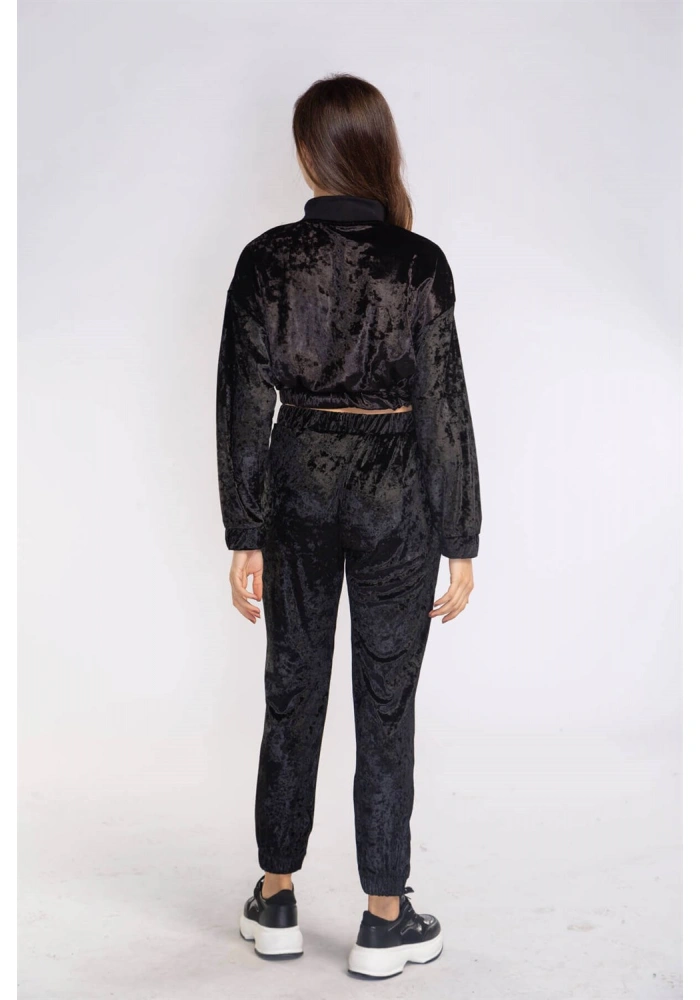 Fermuarlı Kadife Takım-SİYAH