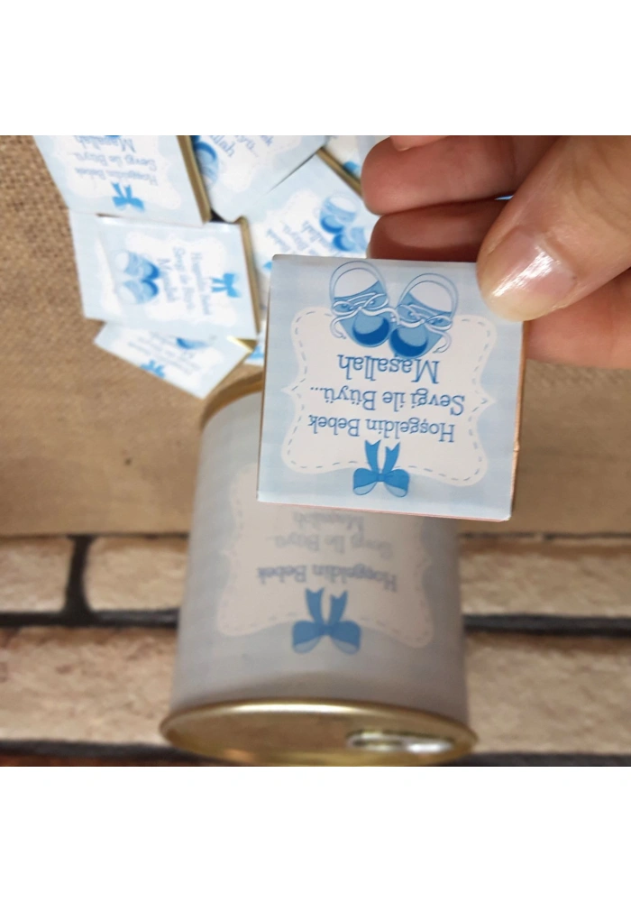 Hoşgeldin Bebek Çikolata Hediye Konservesi - Mavi