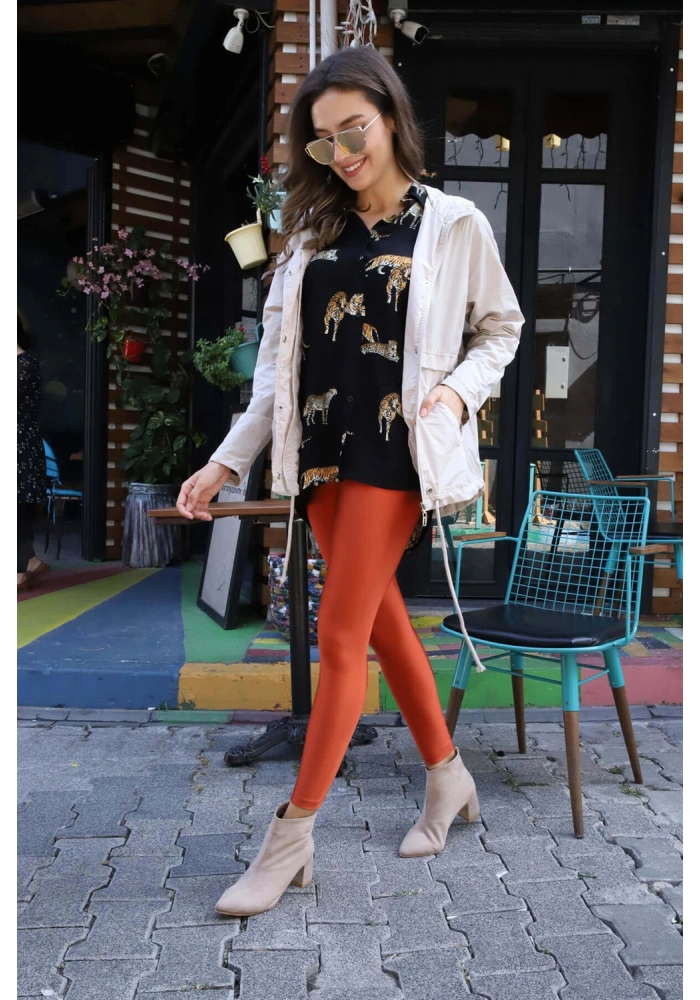 Kapüşonlu Kordonlu Yağmurluk- BEJ