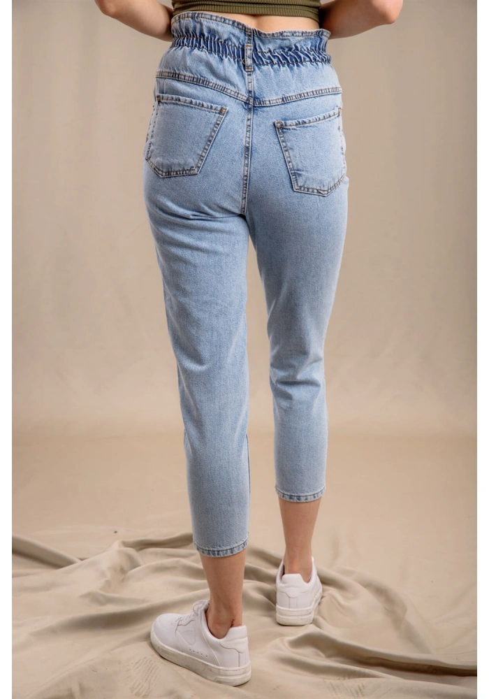 Lastik Detaylı Slim Fit Jeans - MAVİ