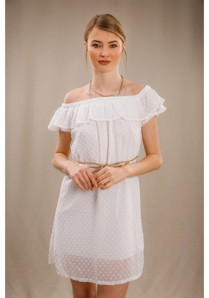 Madonna Yaka Elbise - BEYAZ