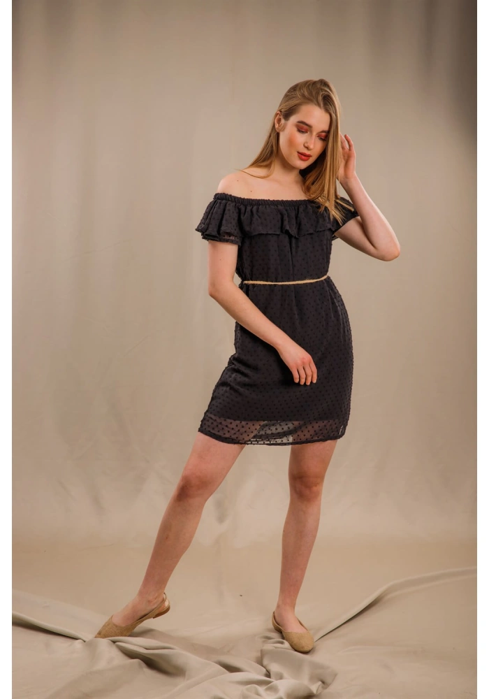 Madonna Yaka Elbise - SİYAH