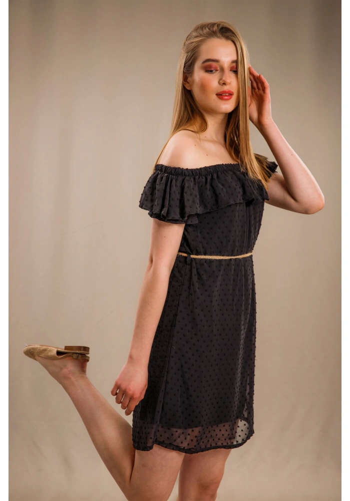 Madonna Yaka Elbise - SİYAH