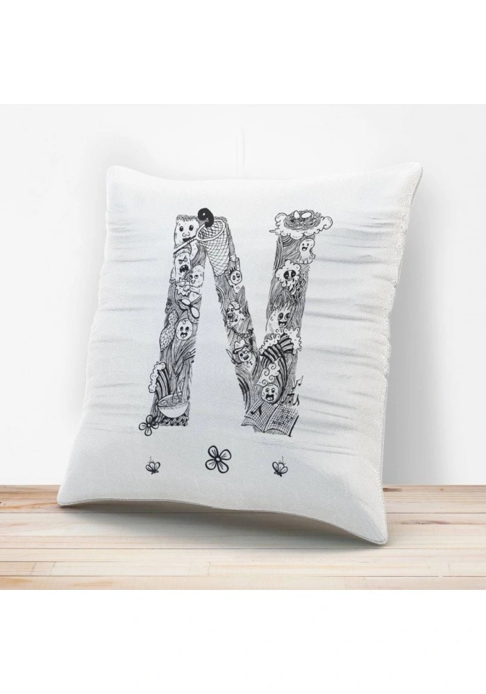 N Harfi Tasarımlı Yastık Kılıfı
