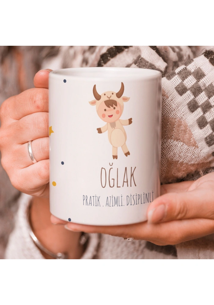Oğlak Burcu Özel Sevimli Beyaz Kupa Bardak