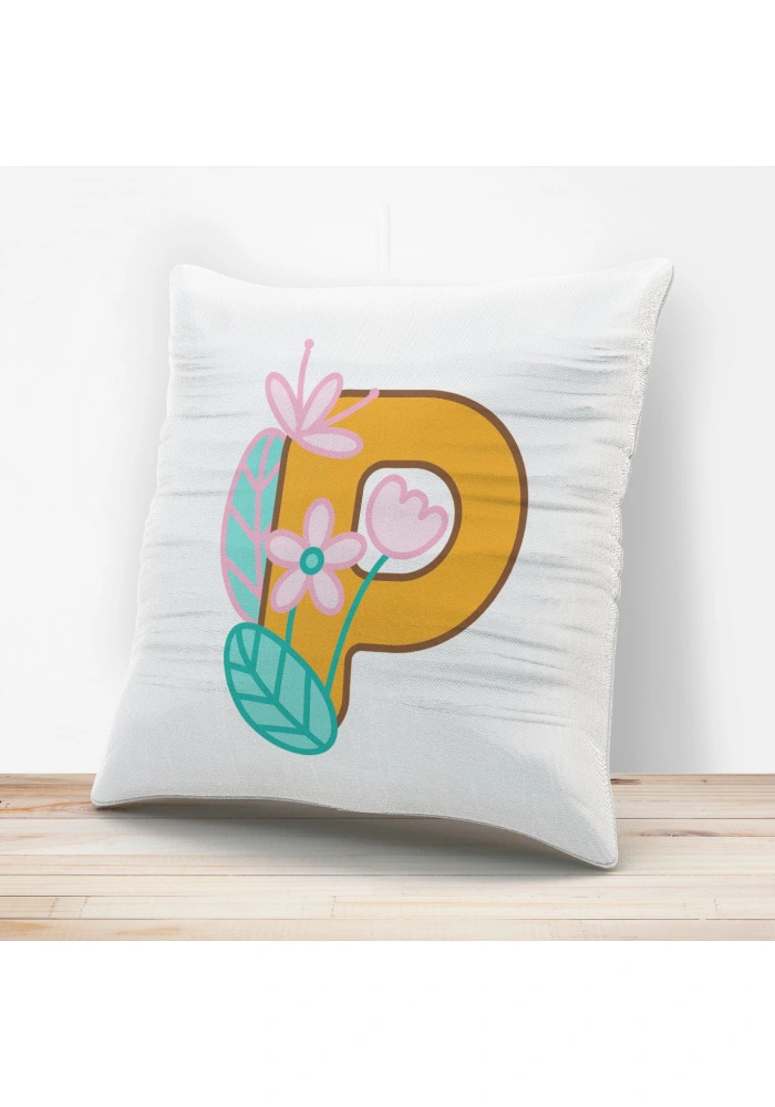 P Harfi Tasarımlı Yastık Kılıfı