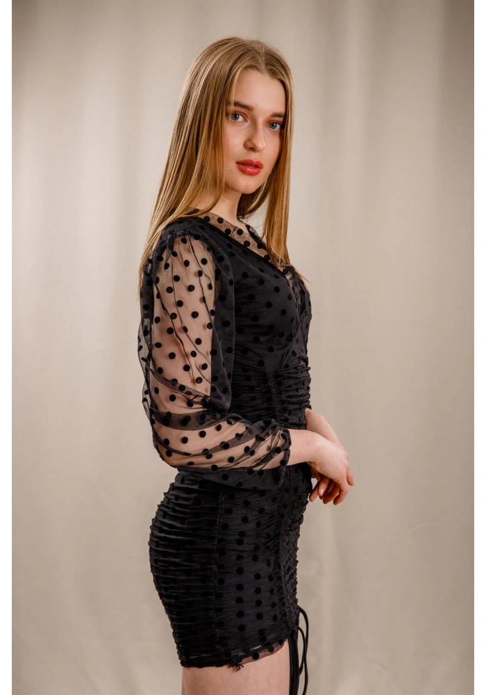 Puantiyeli Elbise - SİYAH