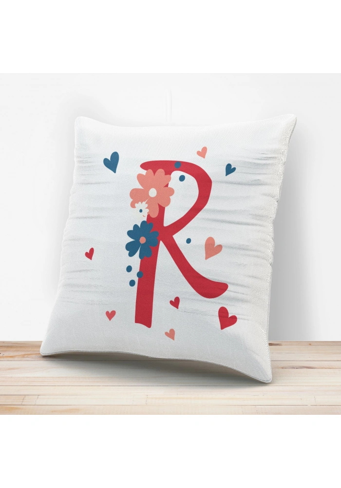R Harfi Tasarımlı Yastık Kılıfı