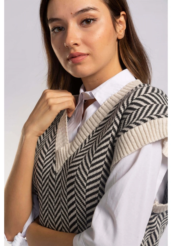 Şah Desenli Triko Süveter-DESENLİ