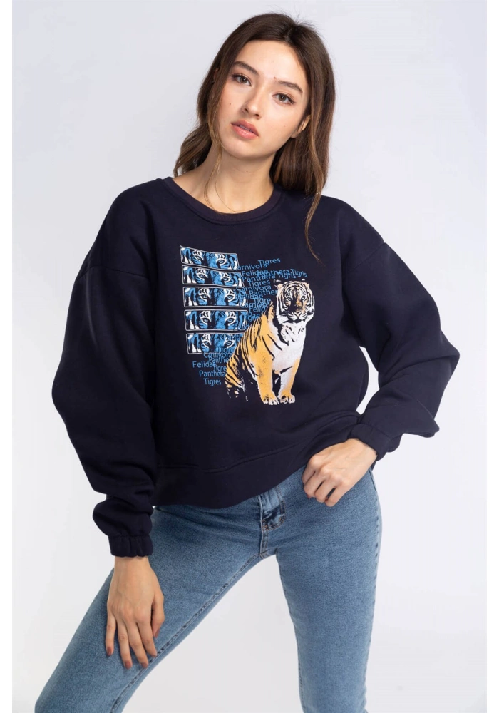 Şardonlu Sweatshirt-LACİVERT