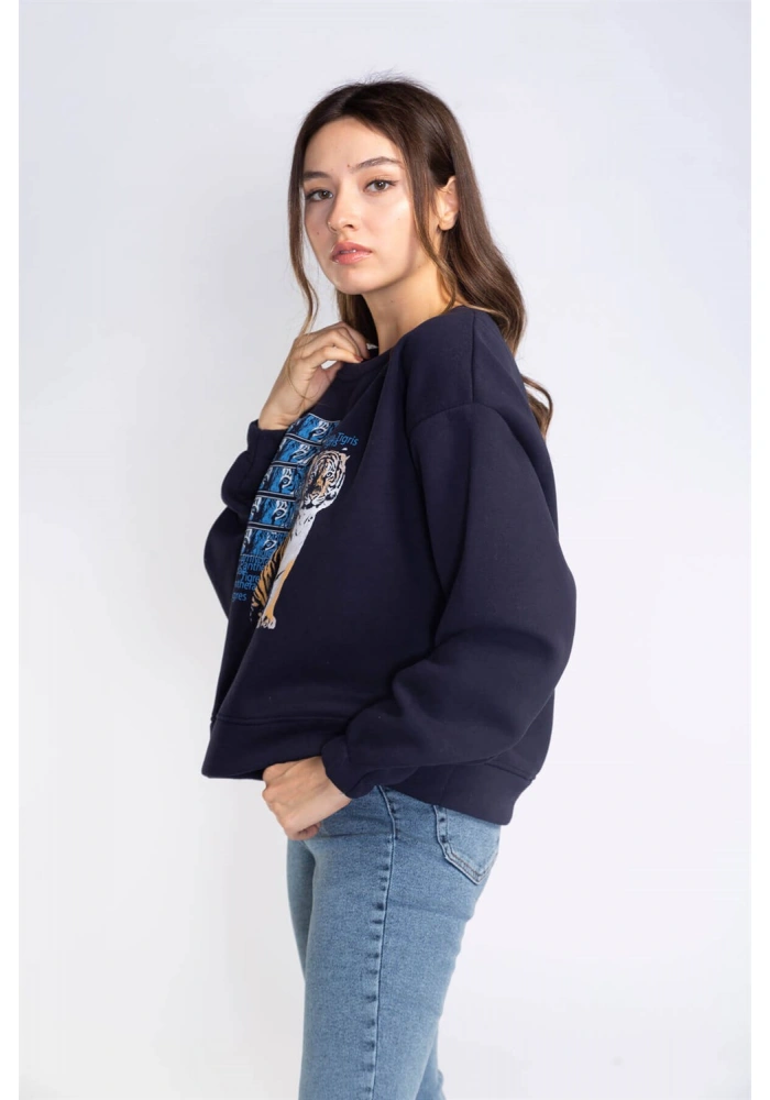 Şardonlu Sweatshirt-LACİVERT
