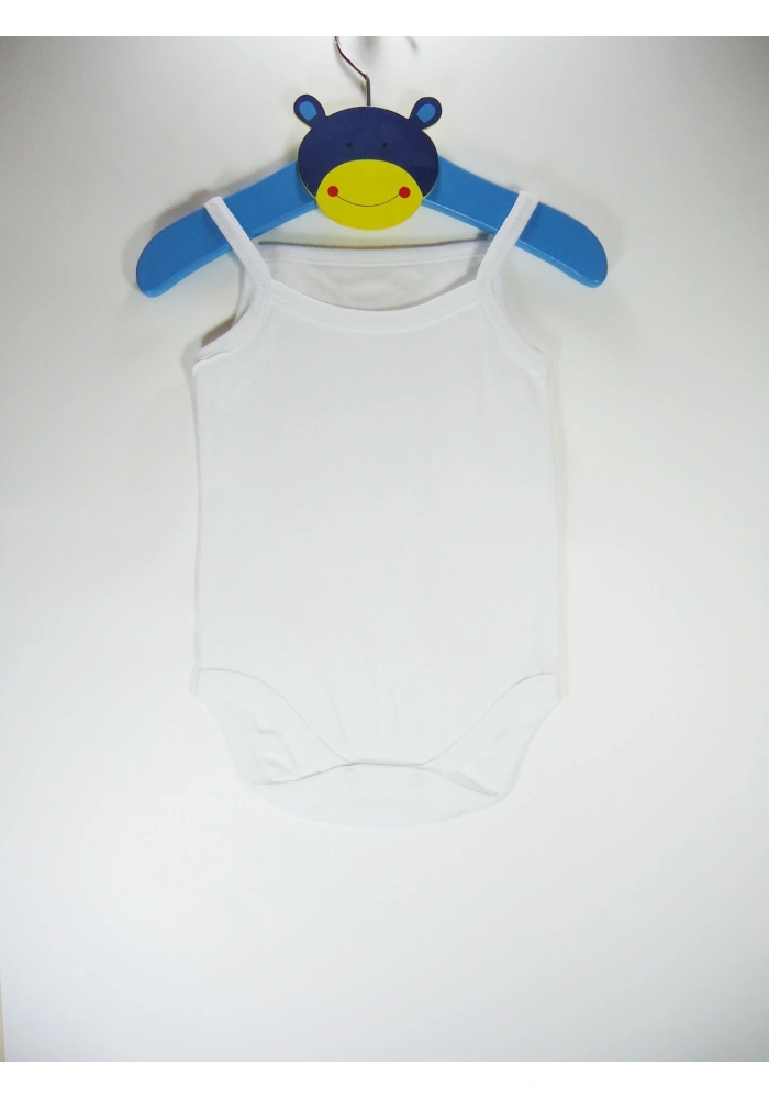 Sema Bebe Jakarlı ip Askılı Badi (Body) - Beyaz 3-6 Ay