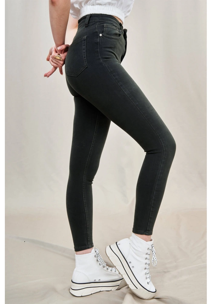 Toparlayıcı Skinny Jean Pantolon-HAKİ